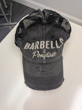 Barbells And Ponytails " LOGO" Mesh Ponytail Baseball Hat NEW